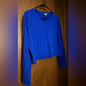 Long Sleeve Blue Crop Top, Size Large, Great Condition